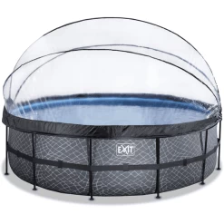 EXIT TOYS EXIT Frame Pool ø488x122cm(12v Sandfilter) – Grau + Sonnendach