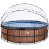 EXIT TOYS EXIT Frame Pool ø488x122cm (12v Sandfilter) – Holz Optik + Sonnendach + Wärmepumpe